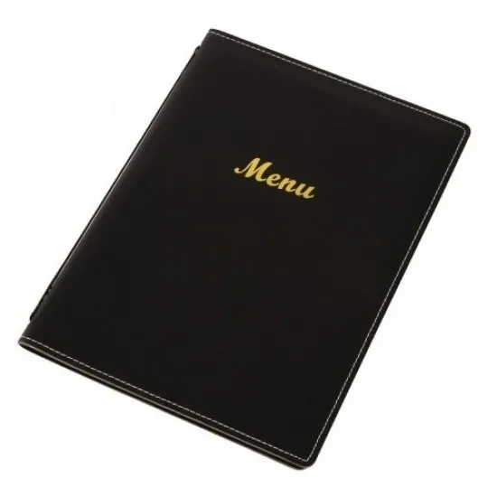 Menu Cover Leatherette Blk A5 (4 Sides)