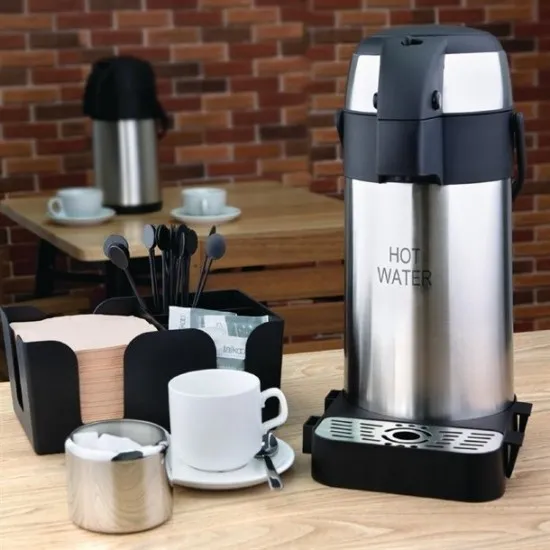 Stainless Steel Olympia Pump Action Airpot Double Wall - 3ltr 'Hot Water'