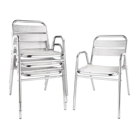 Bolero Stacking Aluminium Chair With Arched Arms (pack 4)