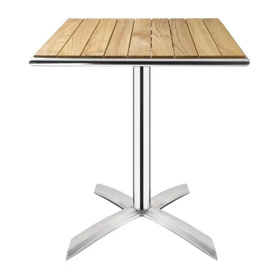 Bolero Square Pedestal Bistro Table Ash & Alu Top - 700mm