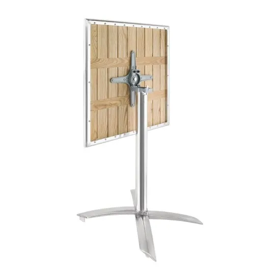 Bolero Square Pedestal Bistro Table Ash & Alu Top - 700mm