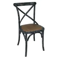 Bolero Wood Dining Chair With Cross B/rest Blk Wash Finish (box 2)