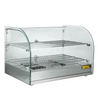 Buffalo Pastry Heated Showcase Curved Glass W/hinged Rear Doors 2 Shelves 45ltr