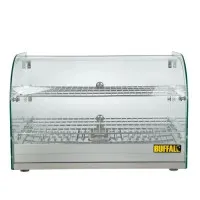 Buffalo Pastry Heated Showcase Curved Glass W/hinged Rear Doors 2 Shelves 45ltr
