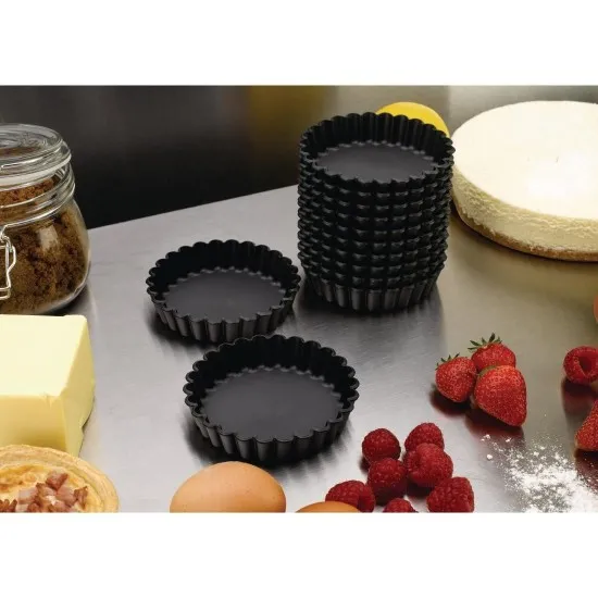 Matfer Exoglass Round Fluted Tartlet Mould - 90mm 3 1/2 (pack 12)''