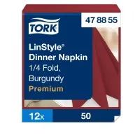 Tork Linstyle 4 Fold Napkins Burgundy - 400x400mm X700