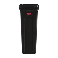 Rubbermaid Slim Jim Container With Venting Channels Blk - 87ltr
