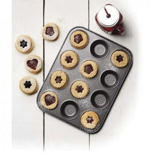 Masterclass Crusty Bake Non-stick Shallow Baking Pan Twelve Hole - 32x24cm