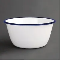 Olympia Enamel White/blue Pudding Bowl - 155x75mm (box 6)