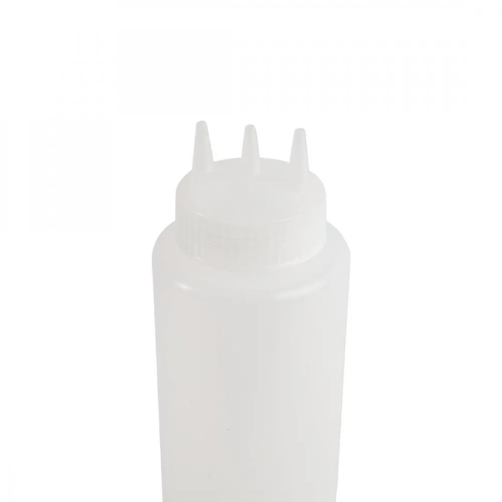 Squeeze Bottle Clear 24oz 3 Nozzle