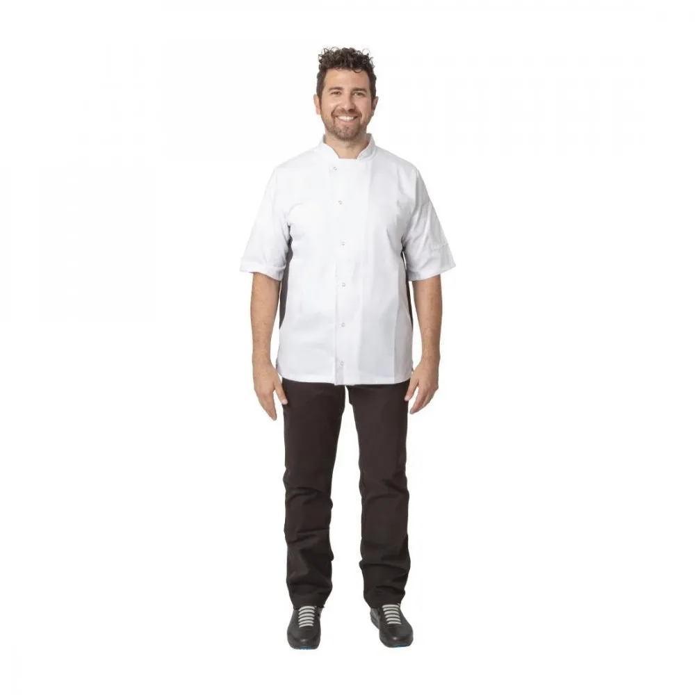Nevada Chefs Jacket White With Blk Contrast - Size Xxl