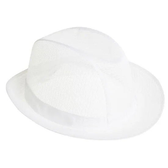 Man wearing White Mesh Trilby Hat