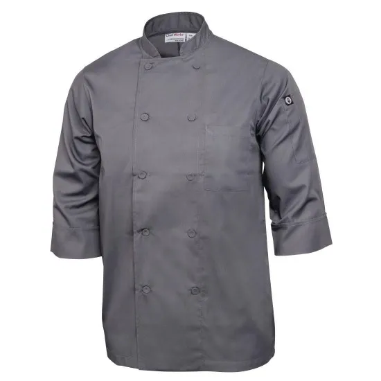 Man wearing Grey 3/4 Sleeve Chef Jacket