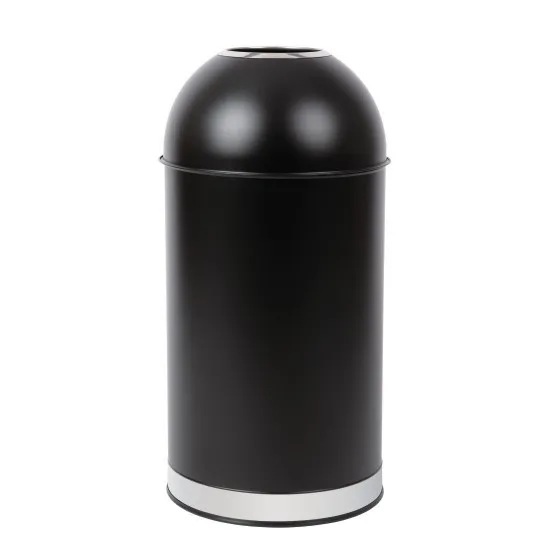 Bolero Steel Bullet Bin With Open Lid (blk) - 40ltr