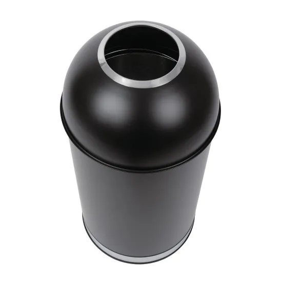 Bolero Steel Bullet Bin With Open Lid (blk) - 40ltr