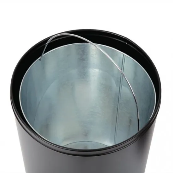 Bolero Steel Bullet Bin With Open Lid (blk) - 40ltr