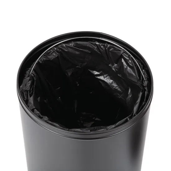 Bolero Steel Bullet Bin With Open Lid (blk) - 40ltr