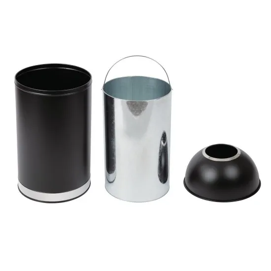 Bolero Steel Bullet Bin With Open Lid (blk) - 40ltr