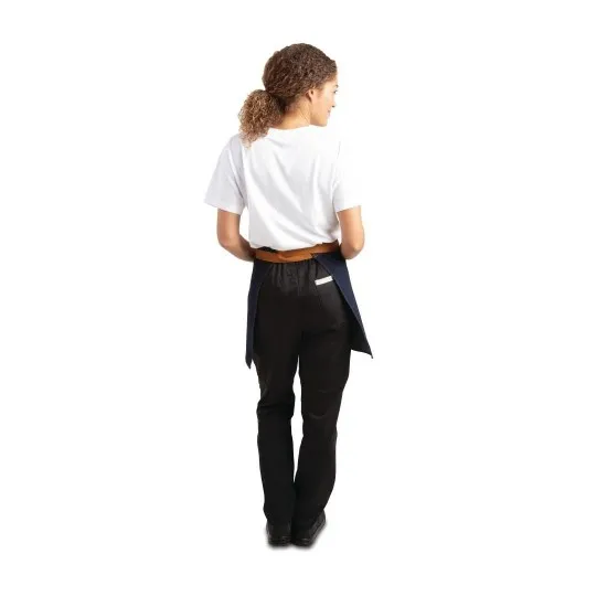 Half Bistro Apron Denim Blue (tan Ties) - 700x430mm