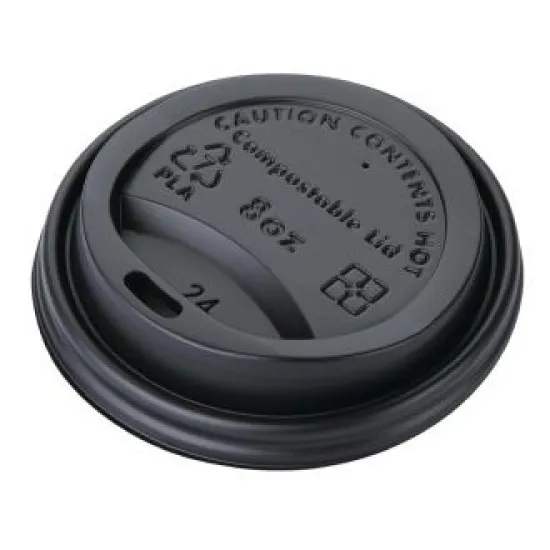 Fiesta Green Cpla Lid For Hot Cups Blk 8oz X 50