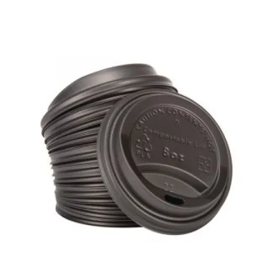 Fiesta Green Cpla Lid For Hot Cups Blk 8oz X 50