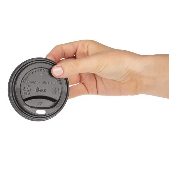 Fiesta Green Cpla Lid For Hot Cups Blk 8oz X 50