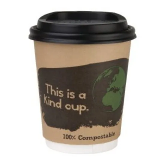 Fiesta Green Cpla Lid For Hot Cups Blk 8oz X 50