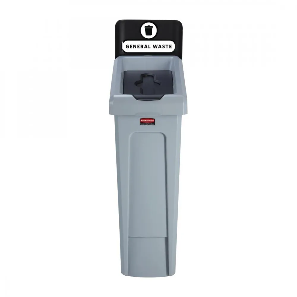 Rubbermaid Slim Jim Recycling Station Single Stream - General Waste (blk)