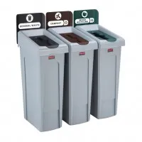 Rubbermaid Sjrs 3 Strm Bund - General (blk)/ Compost (brn)/ Mixed (grn)