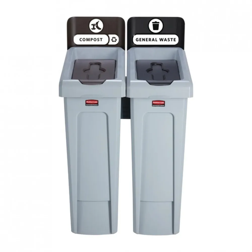 Rubbermaid Sjrs 3 Strm Bund - General (blk)/ Compost (brn)/ Mixed (grn)