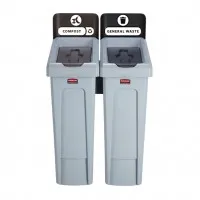 Rubbermaid Sjrs 3 Strm Bund - General (blk)/ Compost (brn)/ Mixed (grn)