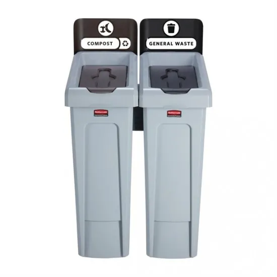 Rubbermaid Sjrs 3 Strm Bund - General (blk)/ Compost (brn)/ Mixed (grn)