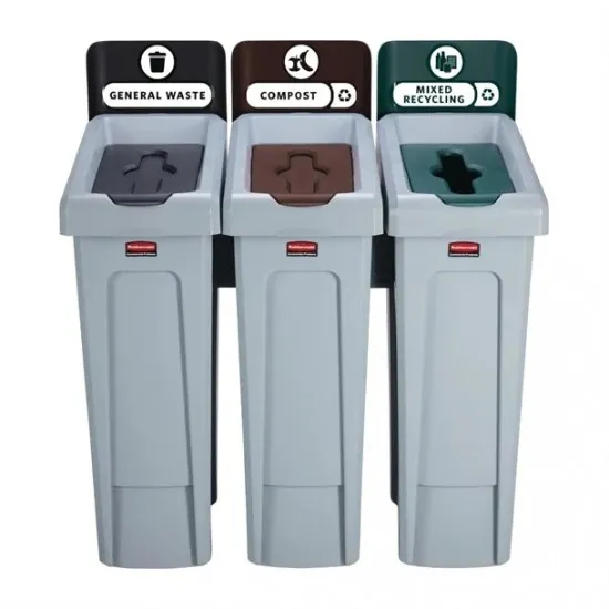 Rubbermaid Sjrs 3 Strm Bund - General (blk)/ Compost (brn)/ Mixed (grn)