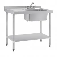 Vogue  S/s Single Bowl Sink L/h Drainer - 1000mm