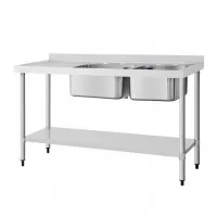 Vogue  S/s Double Bowl Sink L/h Drainer - 1500mm