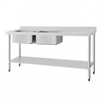 Vogue  S/s Double Bowl Sink R/h Drainer - 1800mm