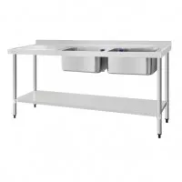 Vogue Double Bowl Sink L/h Drainer - 1800mm