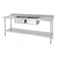 Vogue Double Bowl Sink Double Drainer - 2100mm