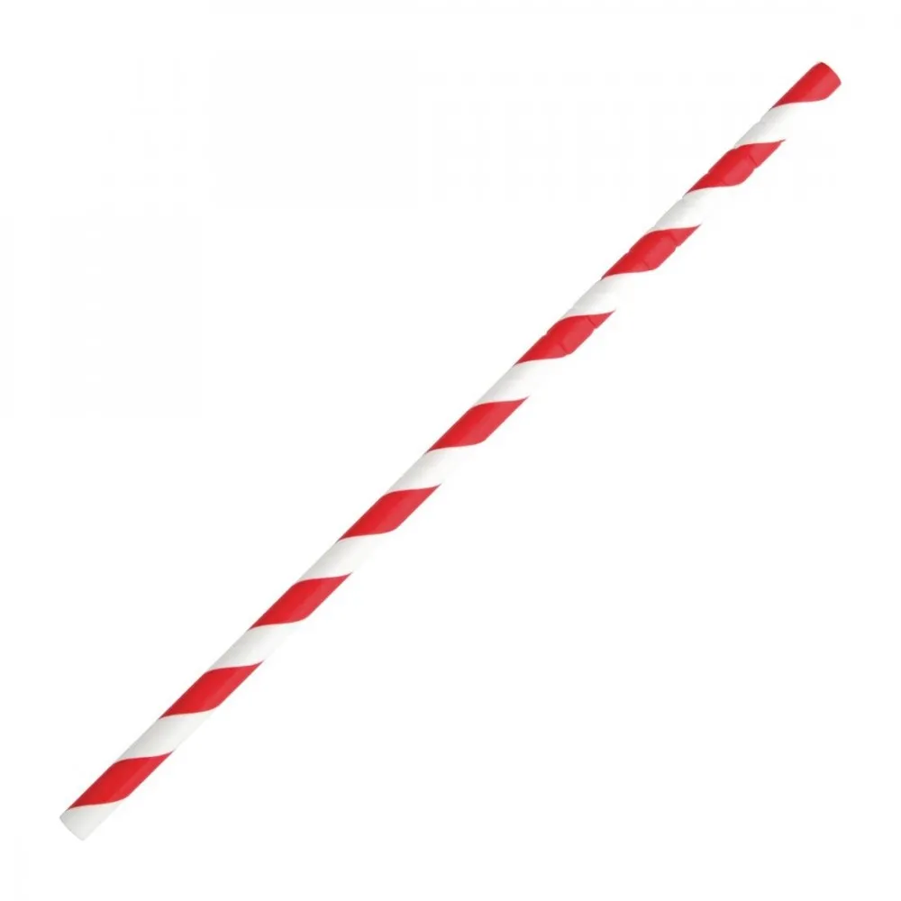 Fiesta Green Bendy Paper Straw Red Stripe 210mm X 250