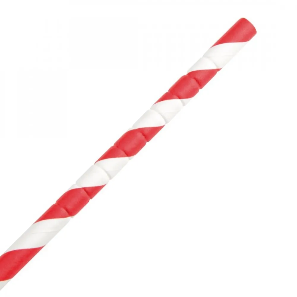 Fiesta Green Bendy Paper Straw Red Stripe 210mm X 250