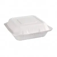 Fiesta Green Hinged Bagasse Container - 9x9''  (pack 200)
