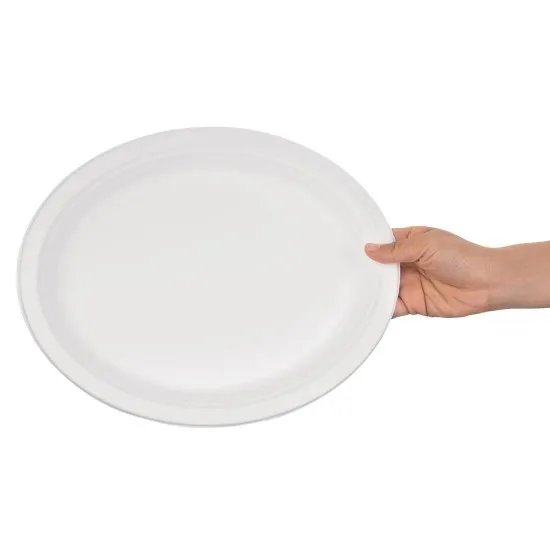 Fiesta Green Oval Bagasse Plate 12 1/2x10 X 50''