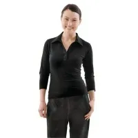 Cw Ladies Blk V-neck 3/4 Sleeve Jersey Waiting T-shirt - Size L