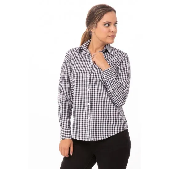 Ladies Uniform Black Gingham Shirt