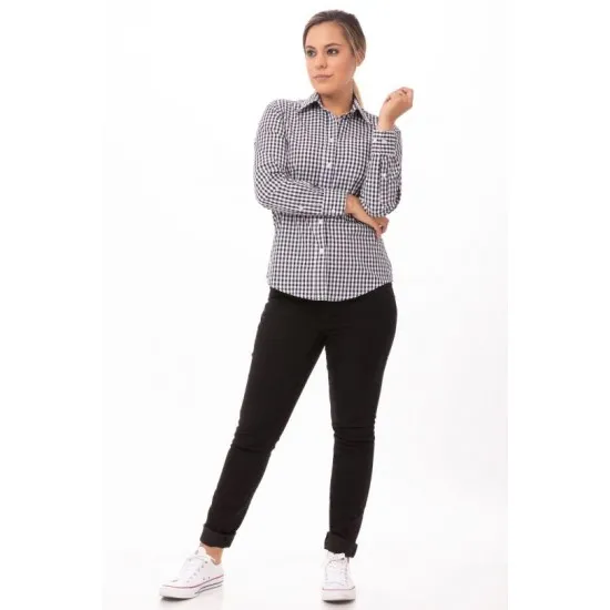 Ladies Uniform Black Gingham Shirt