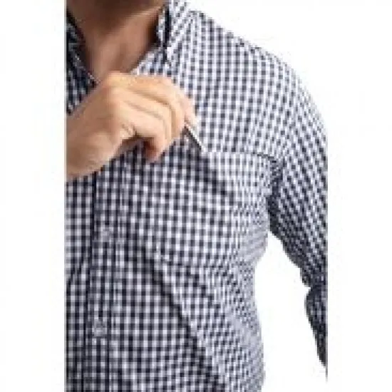 Mens Uniform Black Gingham Shirt