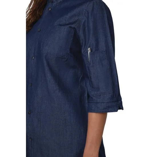 Ny Queens Ladies Blue Denim Chef Jacket