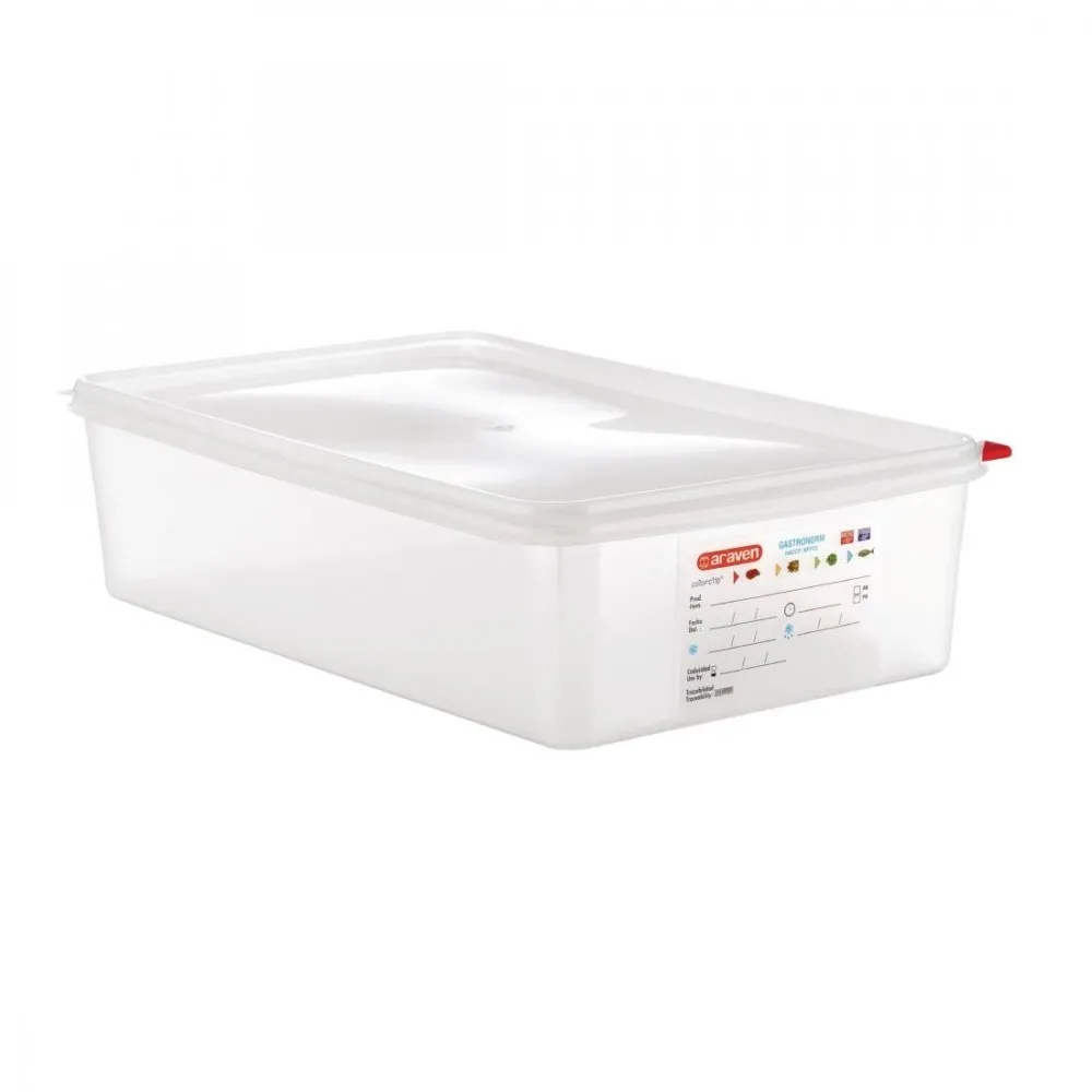 Araven Pp Food Container 1/1 Gn 13.7ltr With Lid 100mm (h) (pack 4)