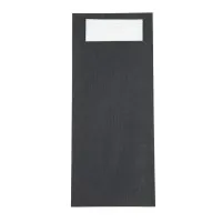 Europochette Black Cutlery Pouch With White Napkin (pack Of 500)