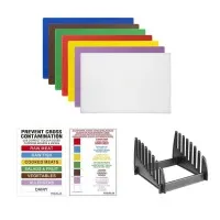 Hygiplas Low Density Chopping Board Set With Rack (set Of 7 10mm High)